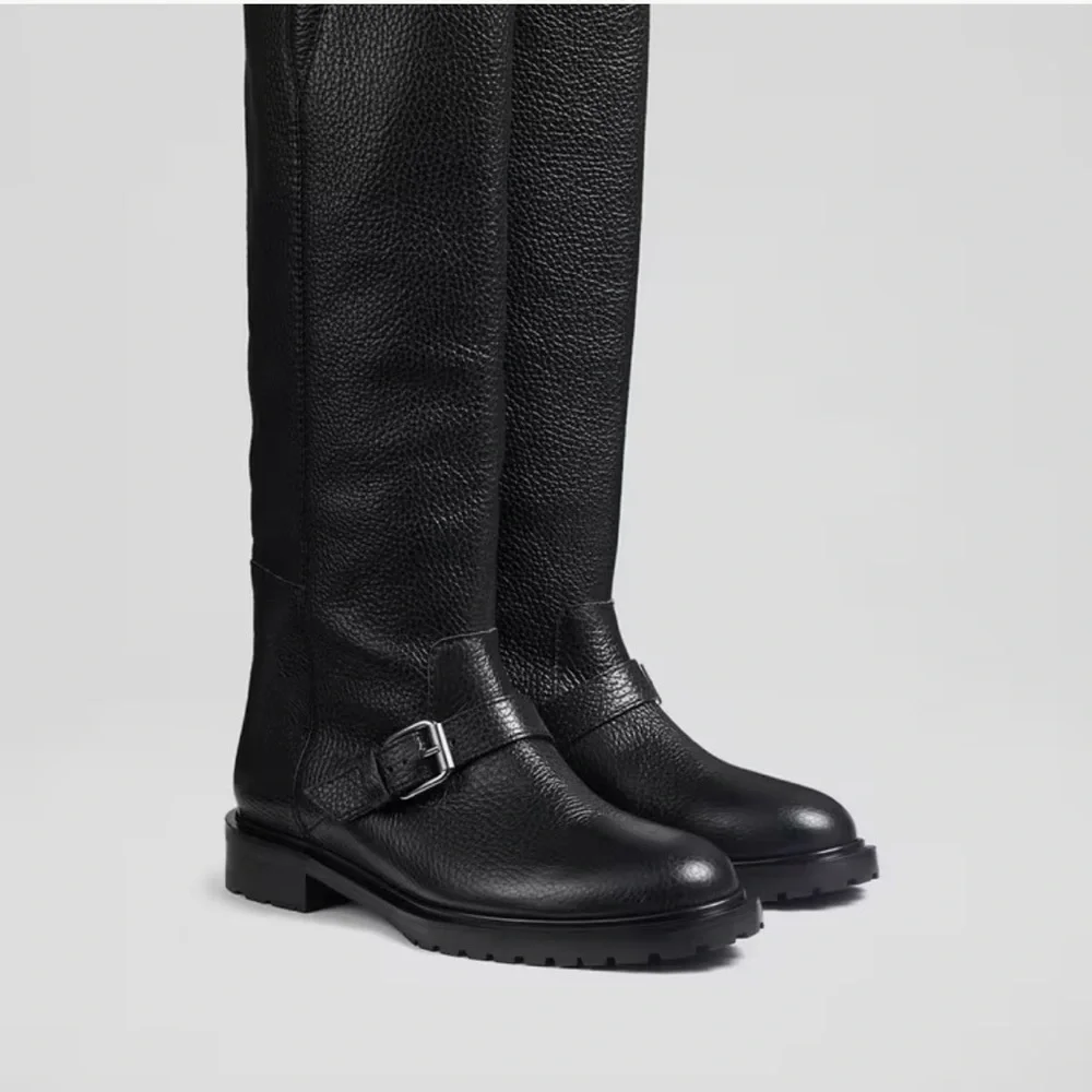 LK Bennett Noemi Classic Black Leather Knee-High Riding Boots women 36